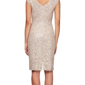 Elegant V-Neck Lace Sheath Dress in Champaign color. Brand new never worn.